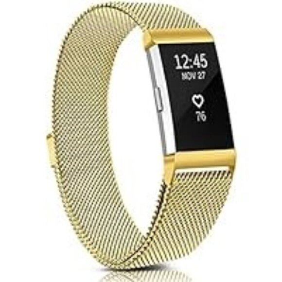 Fitbit Charge 2 Watch Band Metal Gold Mesh Unisex Adjustable Small Large - Picture 2 of 9